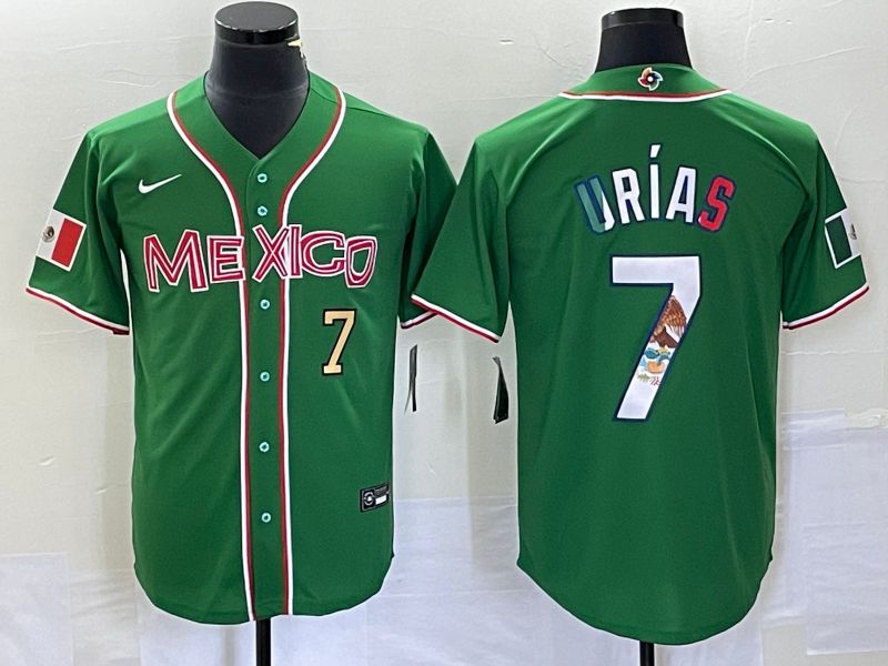 Men 2023 World Cub Mexico 7 Urias Green Nike MLB Jersey